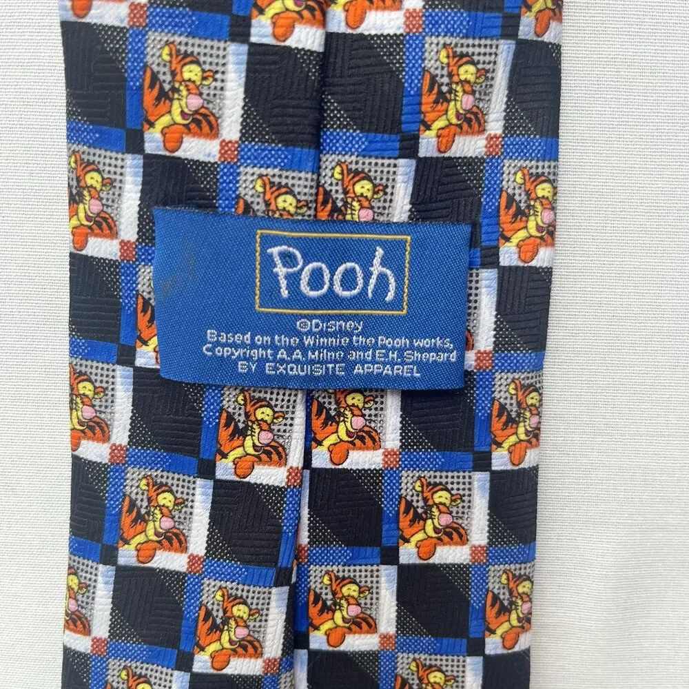 DISNEY WINNIE THE POOH BEAR/TIGGER BLACK/WHITE/YELLOW POLYESTER‎ TIE - NECK TIE